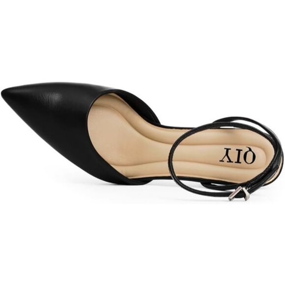 Close Toe Ankle Strap Women Black Heels Pointed Toe Stiletto Pumps Wedding Shoes - Picture 2 of 7